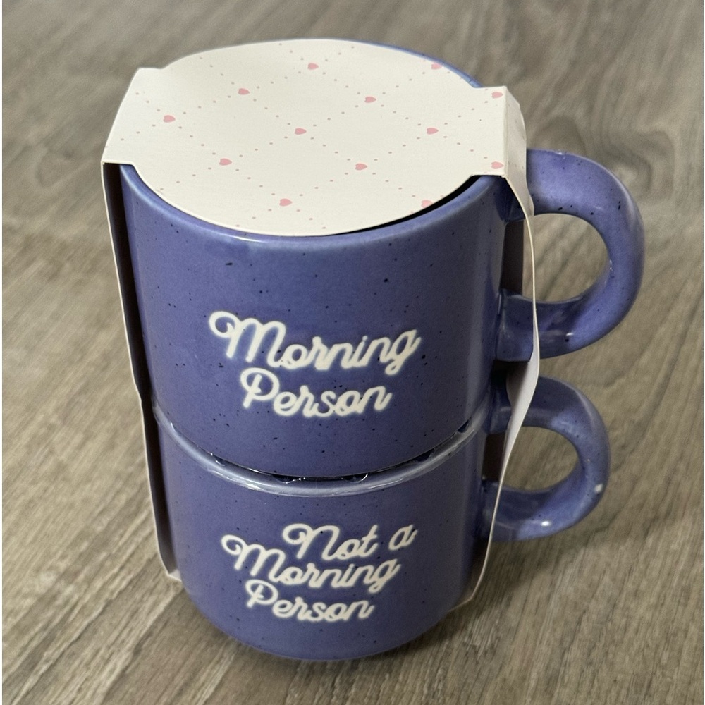 Not a morning person set of 2 mugs stackable
